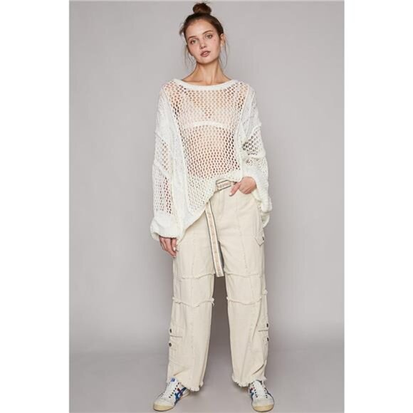 POL Openwork Long Sleeve Knit Cover Up - Picture 4 of 4